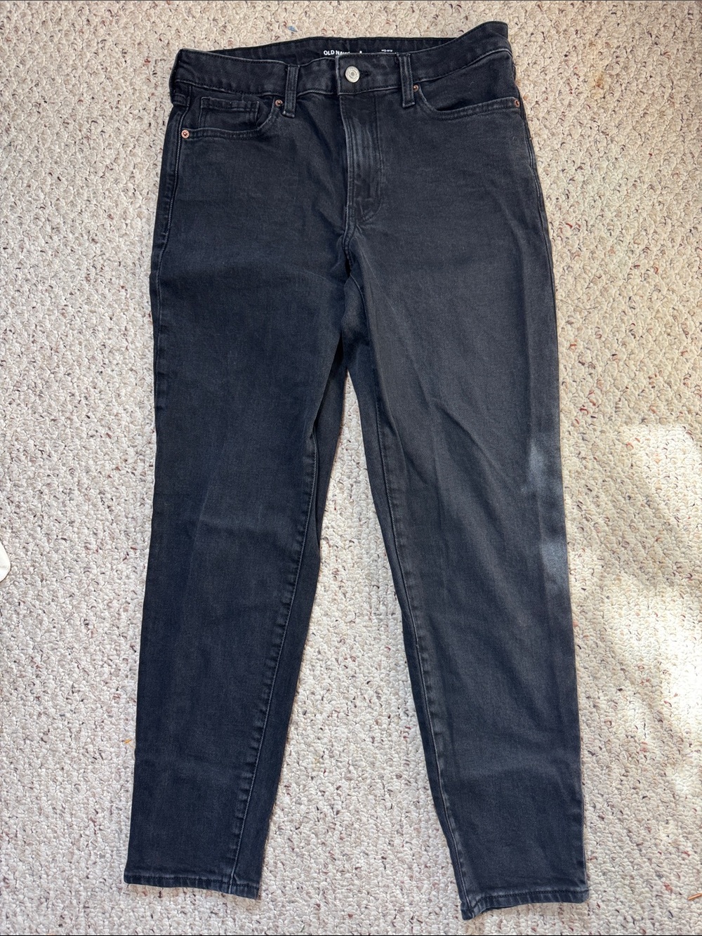 Old Navy Black Mid-Rise O.G. Straight Jeans 8 Tall